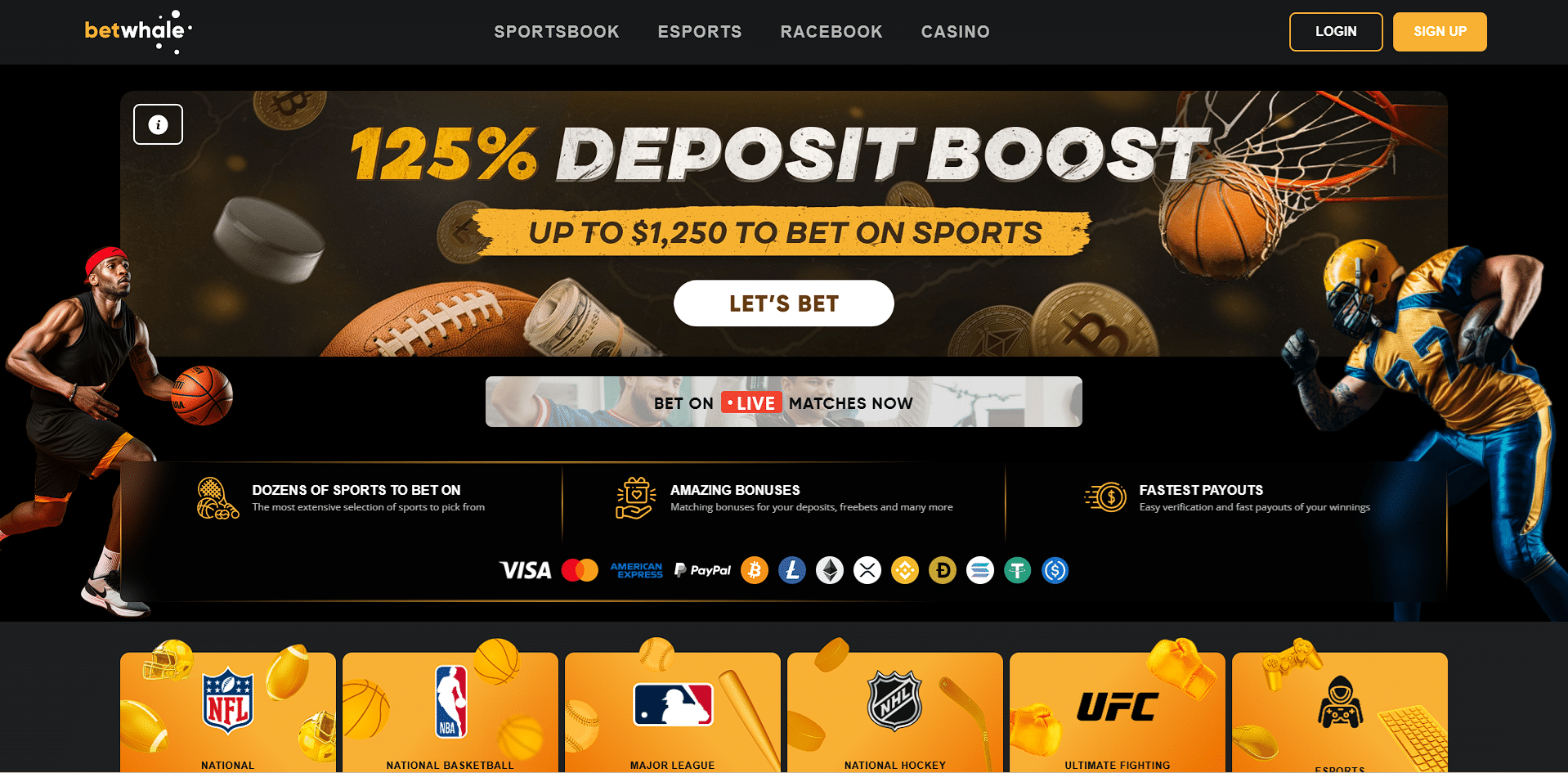 Landing page BetWhale - explore the top sportsbook in North Carolina and their 125% deposit bonus Betwhale - sports betting